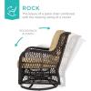 imageBest Choice Products 3Piece Outdoor Wicker Patio Bistro Set w 2 360Degree Swivel Rocking Chairs and Tempered Glass Top Side Table  NavyBeige