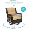 imageBest Choice Products 3Piece Outdoor Wicker Patio Bistro Set w 2 360Degree Swivel Rocking Chairs and Tempered Glass Top Side Table  NavyBeige
