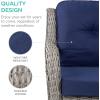 imageBest Choice Products 3Piece Outdoor Wicker Patio Bistro Set w 2 360Degree Swivel Rocking Chairs and Tempered Glass Top Side Table  NavyNavy