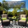 imageBest Choice Products 3Piece Outdoor Wicker Patio Bistro Set w 2 360Degree Swivel Rocking Chairs and Tempered Glass Top Side Table  NavyNavy