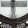 imageBest Choice Products 3Piece Outdoor Wicker Patio Bistro Set w 2 360Degree Swivel Rocking Chairs and Tempered Glass Top Side Table  NavyRust