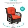 imageBest Choice Products 3Piece Outdoor Wicker Patio Bistro Set w 2 360Degree Swivel Rocking Chairs and Tempered Glass Top Side Table  NavyRust