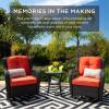 imageBest Choice Products 3Piece Outdoor Wicker Patio Bistro Set w 2 360Degree Swivel Rocking Chairs and Tempered Glass Top Side Table  NavyRust