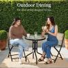 imageBest Choice Products 3Piece Patio Bistro Dining Furniture Set wGlass Tabletop 2 Folding Chairs Steel Frame Polyester Fabric  GrayBeige