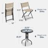 imageBest Choice Products 3Piece Patio Bistro Dining Furniture Set wGlass Tabletop 2 Folding Chairs Steel Frame Polyester Fabric  GrayBeige