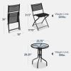 imageBest Choice Products 3Piece Patio Bistro Dining Furniture Set wGlass Tabletop 2 Folding Chairs Steel Frame Polyester Fabric  GrayBlack