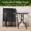imageBest Choice Products 3Piece Patio Bistro Dining Furniture Set wGlass Tabletop 2 Folding Chairs Steel Frame Polyester Fabric  GrayBlack