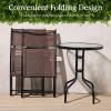imageBest Choice Products 3Piece Patio Bistro Dining Furniture Set wGlass Tabletop 2 Folding Chairs Steel Frame Polyester Fabric  GrayBrown