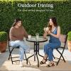 imageBest Choice Products 3Piece Patio Bistro Dining Furniture Set wGlass Tabletop 2 Folding Chairs Steel Frame Polyester Fabric  GrayBrown