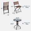 imageBest Choice Products 3Piece Patio Bistro Dining Furniture Set wGlass Tabletop 2 Folding Chairs Steel Frame Polyester Fabric  GrayBrown