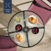 imageBest Choice Products 3Piece Patio Bistro Dining Furniture Set wGlass Tabletop 2 Folding Chairs Steel Frame Polyester Fabric  GrayBurgundy