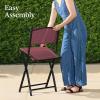 imageBest Choice Products 3Piece Patio Bistro Dining Furniture Set wGlass Tabletop 2 Folding Chairs Steel Frame Polyester Fabric  GrayBurgundy