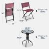 imageBest Choice Products 3Piece Patio Bistro Dining Furniture Set wGlass Tabletop 2 Folding Chairs Steel Frame Polyester Fabric  GrayBurgundy