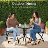 imageBest Choice Products 3Piece Patio Bistro Dining Furniture Set wGlass Tabletop 2 Folding Chairs Steel Frame Polyester Fabric  GrayBurgundy