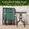 imageBest Choice Products 3Piece Patio Bistro Dining Furniture Set wGlass Tabletop 2 Folding Chairs Steel Frame Polyester Fabric  GrayDark Green