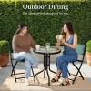 imageBest Choice Products 3Piece Patio Bistro Dining Furniture Set wGlass Tabletop 2 Folding Chairs Steel Frame Polyester Fabric  GrayDark Green