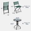 imageBest Choice Products 3Piece Patio Bistro Dining Furniture Set wGlass Tabletop 2 Folding Chairs Steel Frame Polyester Fabric  GrayDark Green
