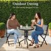 imageBest Choice Products 3Piece Patio Bistro Dining Furniture Set wGlass Tabletop 2 Folding Chairs Steel Frame Polyester Fabric  GrayGrey
