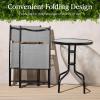 imageBest Choice Products 3Piece Patio Bistro Dining Furniture Set wGlass Tabletop 2 Folding Chairs Steel Frame Polyester Fabric  GrayGrey