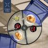 imageBest Choice Products 3Piece Patio Bistro Dining Furniture Set wGlass Tabletop 2 Folding Chairs Steel Frame Polyester Fabric  GrayNavy