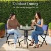 imageBest Choice Products 3Piece Patio Bistro Dining Furniture Set wGlass Tabletop 2 Folding Chairs Steel Frame Polyester Fabric  GrayNavy