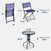 imageBest Choice Products 3Piece Patio Bistro Dining Furniture Set wGlass Tabletop 2 Folding Chairs Steel Frame Polyester Fabric  GrayNavy