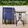 imageBest Choice Products 3Piece Patio Bistro Dining Furniture Set wGlass Tabletop 2 Folding Chairs Steel Frame Polyester Fabric  GrayNavy