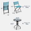 imageBest Choice Products 3Piece Patio Bistro Dining Furniture Set wGlass Tabletop 2 Folding Chairs Steel Frame Polyester Fabric  GrayPeacock