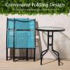 imageBest Choice Products 3Piece Patio Bistro Dining Furniture Set wGlass Tabletop 2 Folding Chairs Steel Frame Polyester Fabric  GrayPeacock
