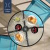 imageBest Choice Products 3Piece Patio Bistro Dining Furniture Set wGlass Tabletop 2 Folding Chairs Steel Frame Polyester Fabric  GrayPeacock