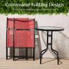 imageBest Choice Products 3Piece Patio Bistro Dining Furniture Set wGlass Tabletop 2 Folding Chairs Steel Frame Polyester Fabric  GrayRed