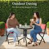 imageBest Choice Products 3Piece Patio Bistro Dining Furniture Set wGlass Tabletop 2 Folding Chairs Steel Frame Polyester Fabric  GrayRed