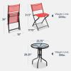 imageBest Choice Products 3Piece Patio Bistro Dining Furniture Set wGlass Tabletop 2 Folding Chairs Steel Frame Polyester Fabric  GrayRed
