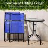 imageBest Choice Products 3Piece Patio Bistro Dining Furniture Set wGlass Tabletop 2 Folding Chairs Steel Frame Polyester Fabric  GrayResort Blue
