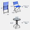 imageBest Choice Products 3Piece Patio Bistro Dining Furniture Set wGlass Tabletop 2 Folding Chairs Steel Frame Polyester Fabric  GrayResort Blue
