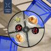imageBest Choice Products 3Piece Patio Bistro Dining Furniture Set wGlass Tabletop 2 Folding Chairs Steel Frame Polyester Fabric  GrayResort Blue
