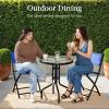imageBest Choice Products 3Piece Patio Bistro Dining Furniture Set wGlass Tabletop 2 Folding Chairs Steel Frame Polyester Fabric  GrayResort Blue