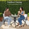 imageBest Choice Products 3Piece Patio Bistro Dining Furniture Set wGlass Tabletop 2 Folding Chairs Steel Frame Polyester Fabric  GrayWhite