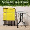 imageBest Choice Products 3Piece Patio Bistro Dining Furniture Set wGlass Tabletop 2 Folding Chairs Steel Frame Polyester Fabric  GrayYellow