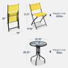 imageBest Choice Products 3Piece Patio Bistro Dining Furniture Set wGlass Tabletop 2 Folding Chairs Steel Frame Polyester Fabric  GrayYellow