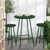 imageBest Choice Products 3Piece Patio Dining Set Bar Height Outdoor Bistro Set Outdoor Round Bar Table w 2 Bar Stools Steel  BlackDark Green