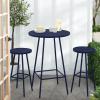 imageBest Choice Products 3Piece Patio Dining Set Bar Height Outdoor Bistro Set Outdoor Round Bar Table w 2 Bar Stools Steel  BlackNavy
