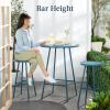 imageBest Choice Products 3Piece Patio Dining Set Bar Height Outdoor Bistro Set Outdoor Round Bar Table w 2 Bar Stools Steel  BlackPeacock Blue