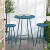 imageBest Choice Products 3Piece Patio Dining Set Bar Height Outdoor Bistro Set Outdoor Round Bar Table w 2 Bar Stools Steel  BlackPeacock Blue