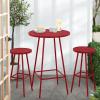 imageBest Choice Products 3Piece Patio Dining Set Bar Height Outdoor Bistro Set Outdoor Round Bar Table w 2 Bar Stools Steel  BlackRed