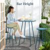 imageBest Choice Products 3Piece Patio Dining Set Bar Height Outdoor Bistro Set Outdoor Round Bar Table w 2 Bar Stools Steel  BlackTaupe