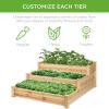 imageBest Choice Products 3Tier Fir Wood Raised Garden Bed Planter Kit for Plants Herbs Vegetables Outdoor Gardening wStackable ampamp Flat Arrangement Easy Assembly  NaturalNatural