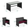imageBest Choice Products 4Piece Outdoor Wicker Patio Conversation Furniture Set for Backyard wCoffee Table Seat Cushions  GrayLight MintBlackDeep Burgundy