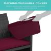imageBest Choice Products 4Piece Outdoor Wicker Patio Conversation Furniture Set for Backyard wCoffee Table Seat Cushions  GrayLight MintBlackDeep Burgundy