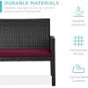 imageBest Choice Products 4Piece Outdoor Wicker Patio Conversation Furniture Set for Backyard wCoffee Table Seat Cushions  GrayLight MintBlackDeep Burgundy